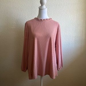 Adrianna Papell Neck Top KNIT CLIP DOT RUFFLE NECK TOP